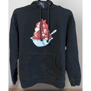 Call Me 917  Medium Logo Strawberry Sundae Hoodie Black Men's Skater Grunge Fun